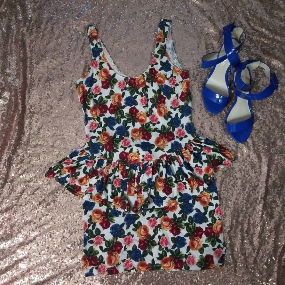 Floral print peplum styled dress
